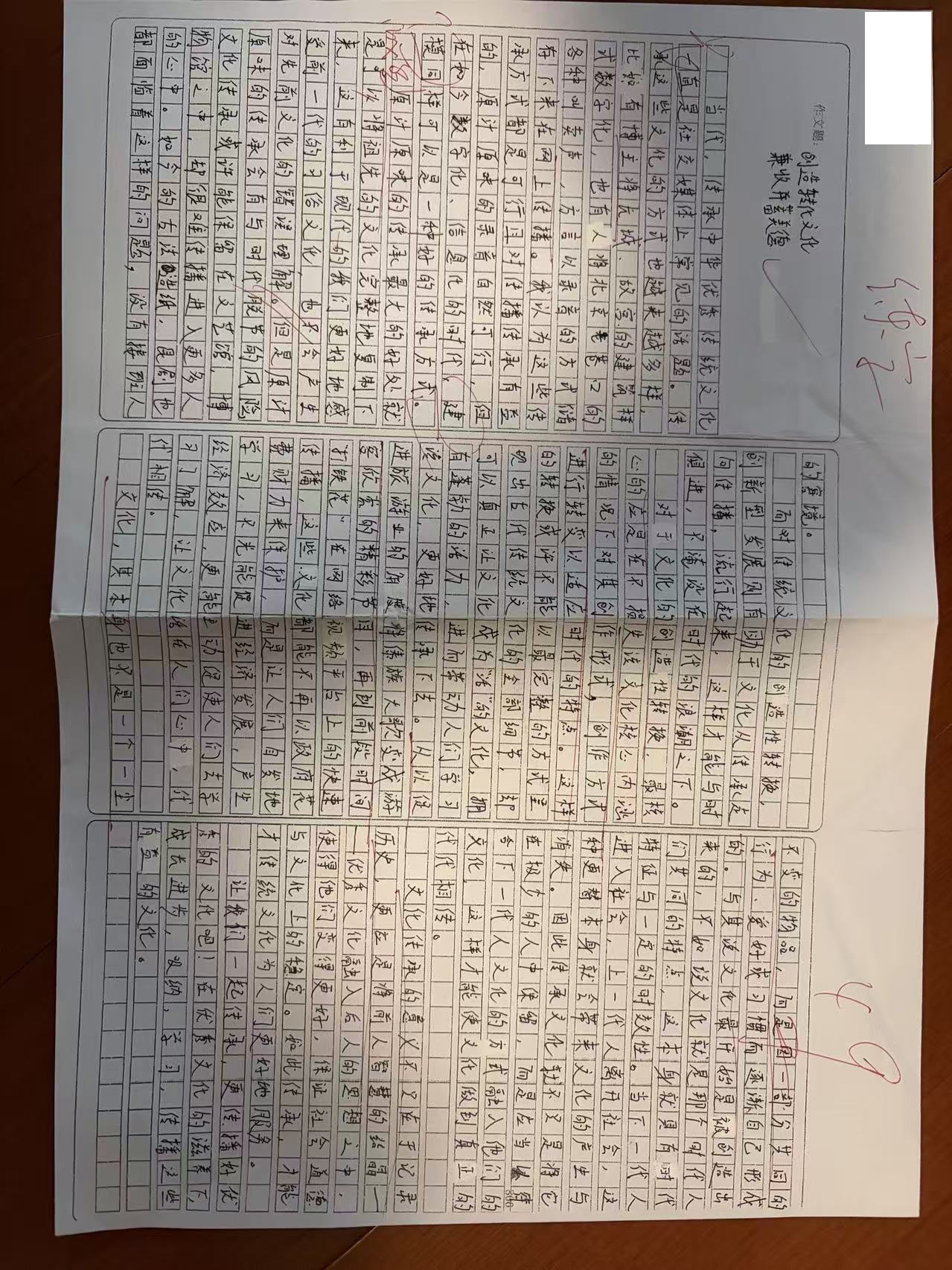 学生手写作文原稿